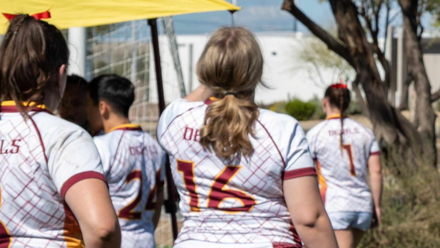 Teammates walking together after a game